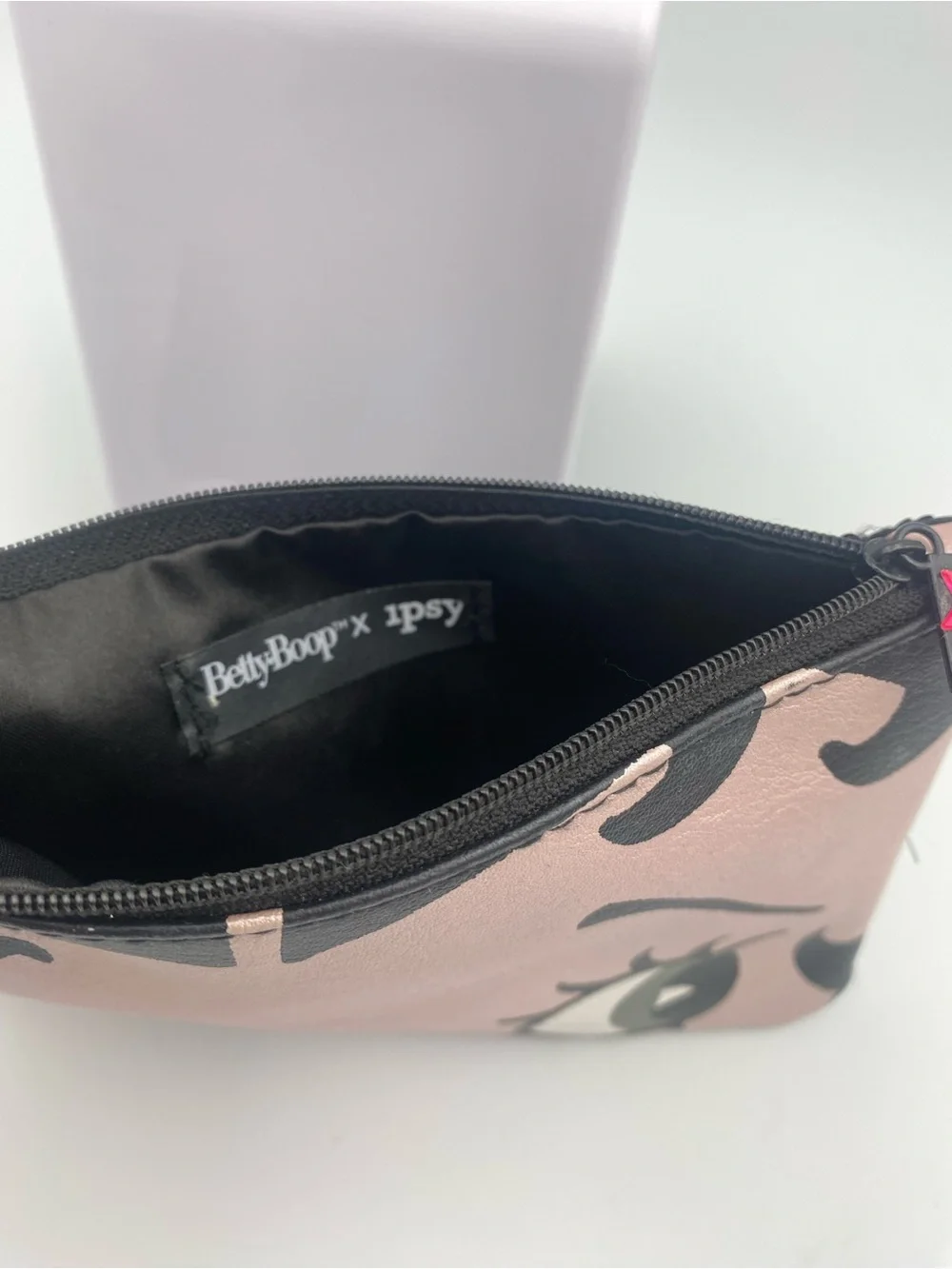 Betty Boop Inspired Pink Eye Zip Cosmetic Pouch